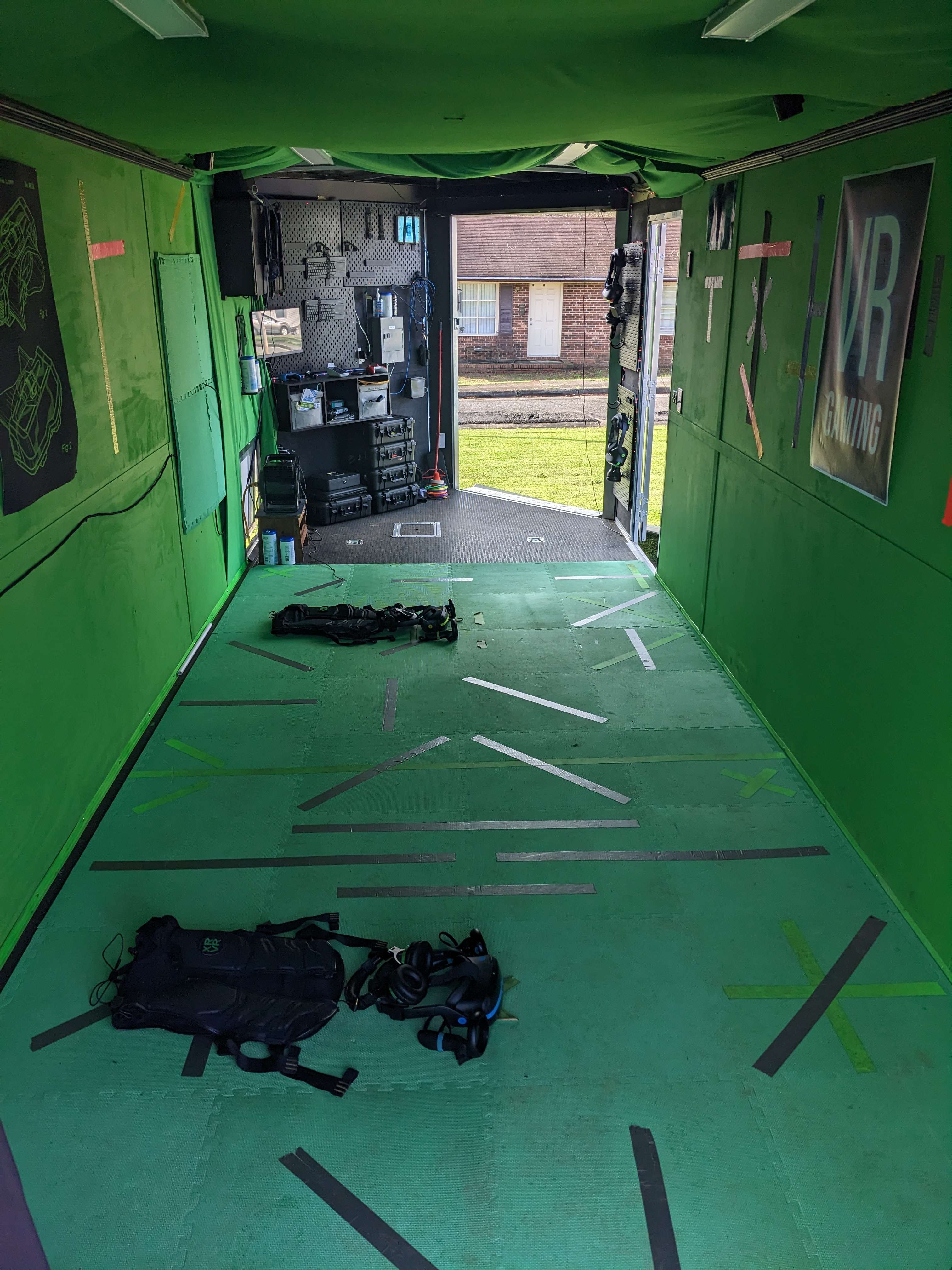 XRVR VR game trailer at a neighborhood event